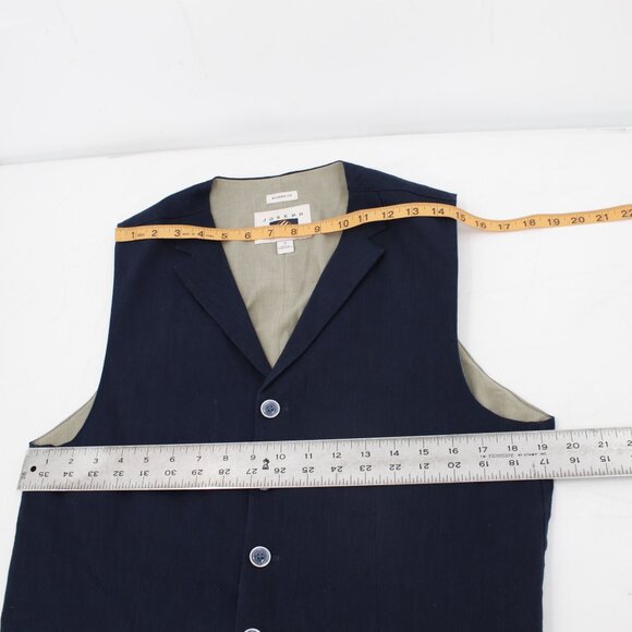Joseph abboud vest men's small waistcoat five button navy blue gilet linen blend - Picture 8 of 12